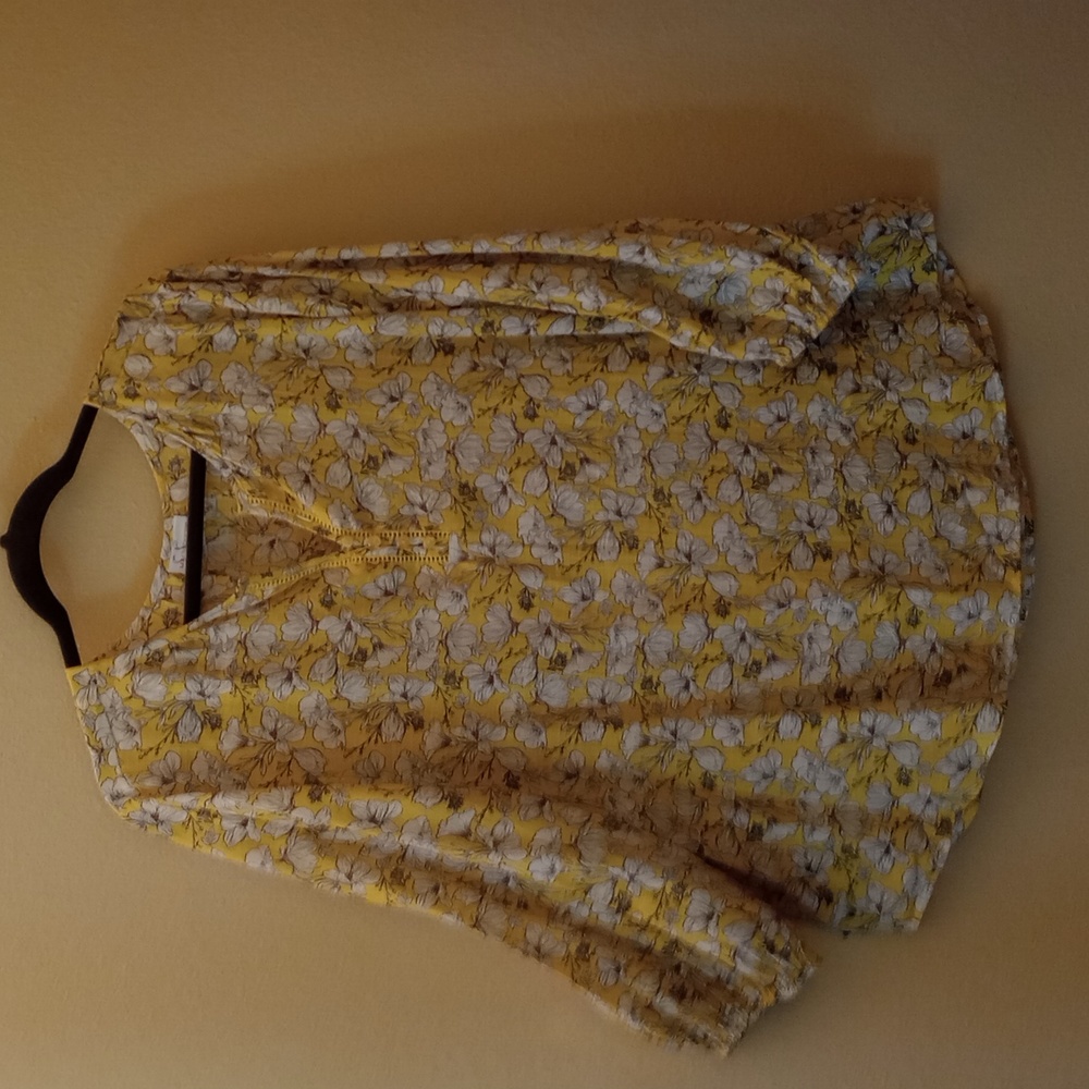 Liz Claiborne Sz XXL yellow and white floral tunic